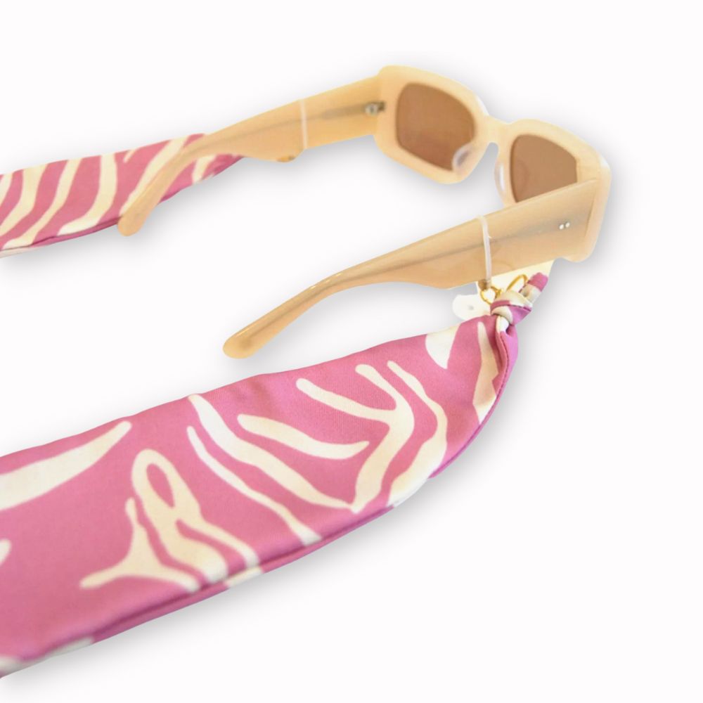 Pink zebra print silk scarf