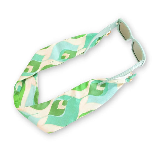 Pañuelo de seda print flores verdes