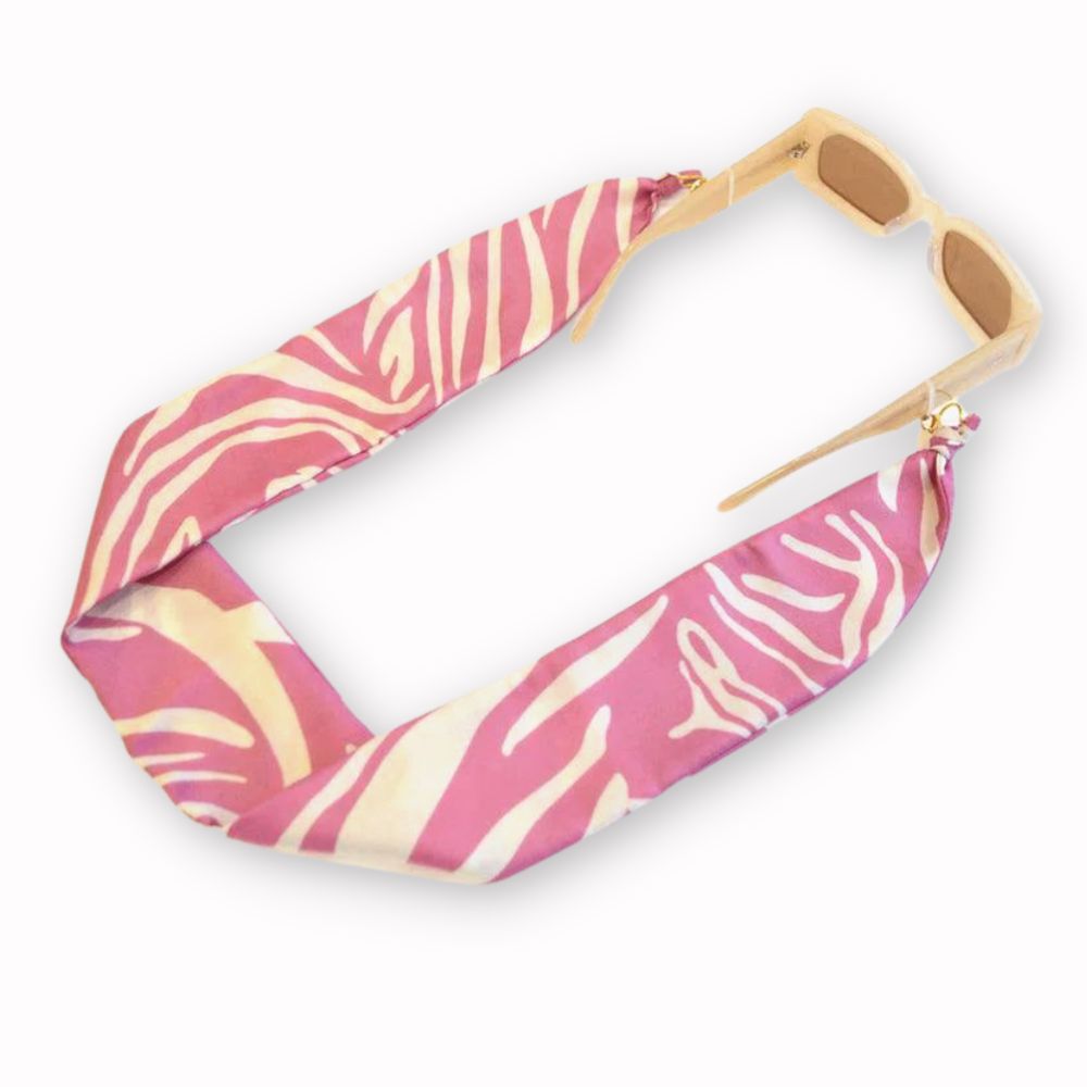 Pink zebra print silk scarf