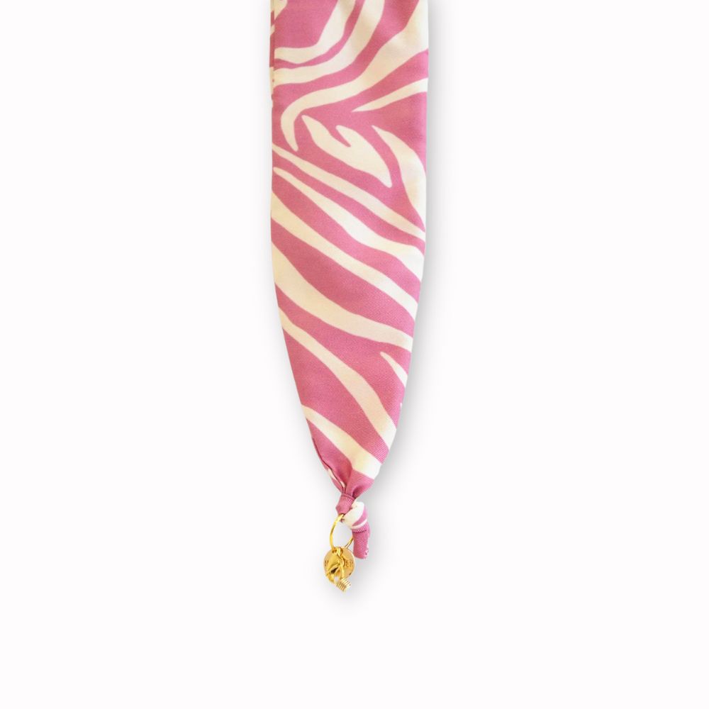 Pink zebra print silk scarf