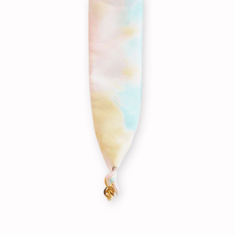 Multicolor tie-dye print silk scarf