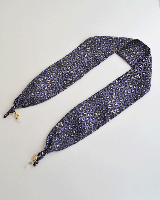Pañuelo de seda print leopardo morado - Harpper Collection