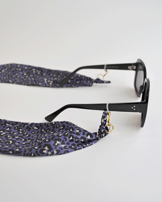 Pañuelo de seda print leopardo morado - Harpper Collection