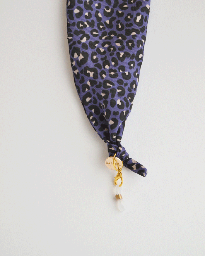 Pañuelo de seda print leopardo morado - Harpper Collection